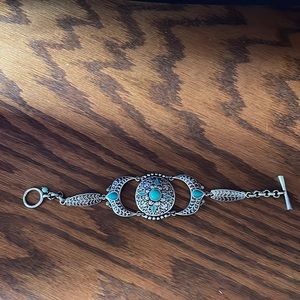 Luck Brand silver and turquoise tone bracelet